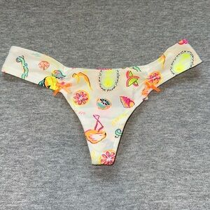 NEW Victoria’s Secret PINK Vintage Tropical Neon Bow Thong XS